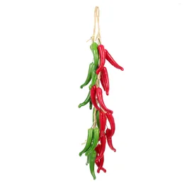 Decorative Flowers 2 Pcs Decor Simulated Chili Skewers Pepper Ornament Fake Hangings Fruit Farmhouse