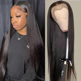 Синтетические парики Синтетические парики 13x4 Bone Straight Lace Frontal Hair Wigs Straight 30 32 дюймов 4x4 Прозрачный парик с застежкой спереди на шнуровке для женщин ldd240313