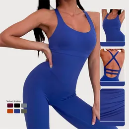 LL Mulheres Bodysuits Para Yoga Macacões Esportivos One-piece Sexy Backless Workout Bras Define Sem Mangas Playsuits Fitness Casual Flare PantsSummer PTS2306