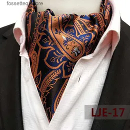 Neck Ties Ascot Tie Mens Paisley Jacquard Cravat Neck Scarf British Style Suit Shirt Accessori For Men Slitte Tren Business Ascot Scarf L240313