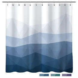 Zasłony geometryczne niebieskie podkładka zasłony prysznicowej popularna wodoodporna tkanina zasłona prysznicowa wystrój łazienki Współczesna zasłona kąpielowa z haczykami