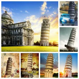 Ścieg pełny wiertło obraz Diamond Tower of Pisa Włochy Krajobraz obraz ściennych sztuki krzyżowe ścieg mosaic rzemieślniczy wystrój salonu