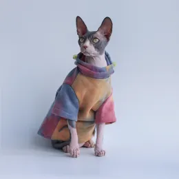 Clothing Warm Wool Tie Dyed Hoodie Spring Autumn Hairless Cat Sweater Sphinx Coat Warm Fashionable Clothes Kitten Handsome Jacket Cute
