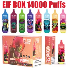 ELF BOX 14000 Puffs Vapes Disposable E Cigarettes Puff 14k 0% 2% 3% 5% 25ml Prefilled Pod 1.0ohm Mesh Coil 600mah Rechargeable Battery Pen