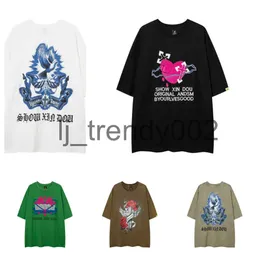 Mens T-shirts TKPA High Street Gothic Vintage Rose Wash Made Old Short Sleeve T-shirt Män och kvinnor Hip-Hop Trend Y2K ZC