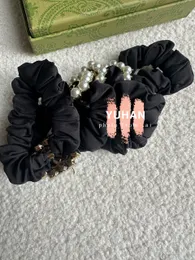 Klasik saç bandı moda inci saç kravat aksesuarları g scrunchie parti hediyesi