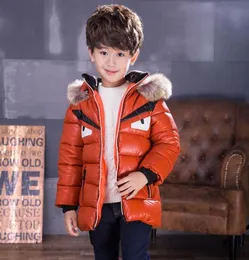 Kids Down Płaszcz Designer Boys Ubrania Fallwarter Styl Quested ciepła skórzana kurtka PU Dzieci 039S Hooded Owewear 212 lat 5182729