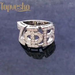 Anéis de cluster Topvekso Grécia Top Quality Cubic Zirconia Zeta Phi Beta Prata Banhado Irmandade Carta Grega Anel de Dedo Jóias