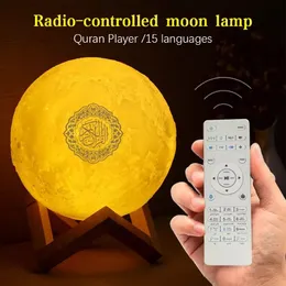 LED LIGHT MOON LAMP 무선 BLUETOOTH 꾸란 스피커 침실 장식을위한 다채로운 달 조명 꾸란 달 나이트 라이트 선물 선물 C0305285P