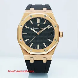 Mais recente relógio de pulso AP Leisure Royal Oak Series 18K Rose Gold 41mm Relógio Mecânico Automático Masculino 15500OR