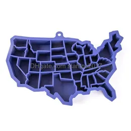 Moldes de cozimento Creative Sile Mapa Cubo de Gelo Molde Fácil Liberação Os Estados Unidos da América Mapas Bandeja Verão Cozinha Partido Acessório Dro Dhchr
