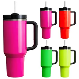 40 oz süblimasyon Neons Tumblers H2.0 Gökkuşağı Söndürücü Tumbler Su Şişesi Taşınabilir Açık Spor Kupası Yalıtım Seyahat Vakumu