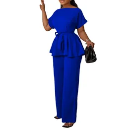 Summer Solid Color Strappy High Waist Two Piece Sets Tracksuit Women Silm Pants Suit Womens 2 Pieces Joggers Short Sleeve Sexy Fashion Tights Suits Woman Trousers 3XL