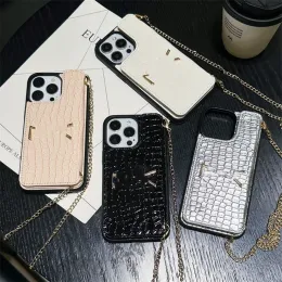 حالة هاتف مصمم فاخر مع سلسلة iPhone Case 15 Pro Max 15Pro 13 Pro 12 14 Promax 11 Women Cross Body Y Leather Card Case Phonecases Cyd24031202