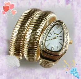 Famous Oval Shape Diamonds Ring Watches Women Quartz Movement Time Clock Watch Full Stainless Steel Band Sapphire Glass Bee Snake Bracelet Wristwatch Gifts