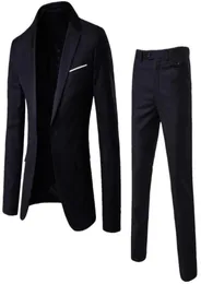 Men039S Tracksuits 2pcsset Plus Size Men Solice Color Long Sleeve Lapel Button Business Suit Autumn Fashion Wedding Set VI7637586