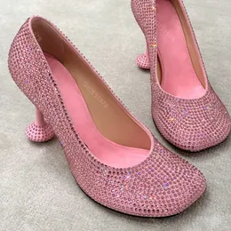 Tasarımcılar Ayakkabı Kadın Loafers En Kalite Rhinestone Kare Ayak Parçaları Zarif Pompalar Ofis Kariyer 9 cm Yüksek Topuklu Düğün Kadın Elbise Ayakkabı 35-43