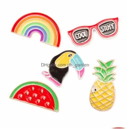 Szpilki broszki 5pcs/zestaw Rainbow Watermelon Crow broszka dla kobiet catoon ananas okulary okrągły Enomel Zestaw Kołnierz lapowy