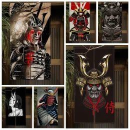 Vorhänge Japanische Samurai Tür Curatin Geist Gesichtsmaske Schwarz Prajna Tür Trennvorhänge Küche Schlafzimmer Tür Dekor Halbvorhang