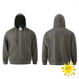 Erkek Hoodies Vintage Washed Batik Grey Grailz Hoodie Erkek Kadınlar hırka fermuar patchwork kapüşonlu büyük boy kazaklar Harajuku