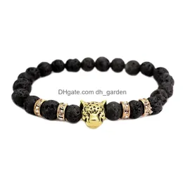 Bracciale con perline fatto a mano in pietra naturale da 8 mm con perline per donna Uomo Bracciale di guarigione lava elastica con gioielli di moda Regalo di consegna di goccia Dhhdq