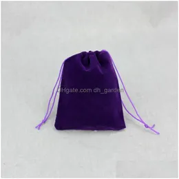 Bolsas de jóias Sacos de alta qualidade Veet Dstring Bag Embalagem 80100mm Colorf Brinco Colar Anel Presente Personalizável Drop Delivery Pack Dhz4G