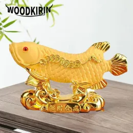 Sculptures Resin Feng Shui Wealth Arowana Fish Statue Art Sculpture China FortuneGathering Animals Home Room Office Car Decoration Statue