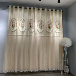 Perdeler Koreli Dantel Prenses Rölyef Perdeleri Şakayık Çiçek Nakış Kız Yatak Odası Karartma Perdesi Oturma Odası Pencere Voil Drapes