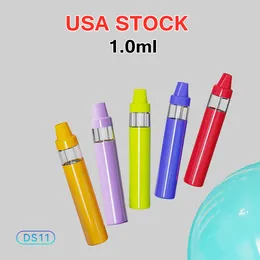 USA STOCK 1.0ml recarregável vazio descartável Vape Pen 350mAh Bateria One Gram Pod para kits de óleo espesso Stater 5 cores 50 unidades / caixa Pedido de amostra personalizado disponível