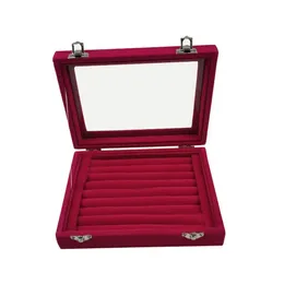 Velvet Portable Jewelry Organizer Display Enring Ring Ring Tray Box Case 240309