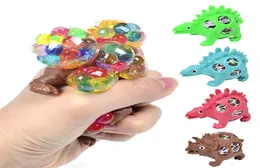 Squishy dinosaurie leksak färgglada vatten pärlor mesh squish boll anti stress venting bollar roliga press leksaker stress lättnad leksaker ångest avlastare4049386