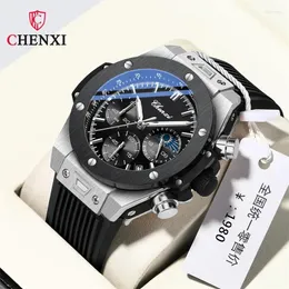 Wristwatches Chenxi 939 Casual Men's Watch Watch Luxury Silicone Sport Sport Quartz Wristwatch Chronograph Watches Relogio Maschulino