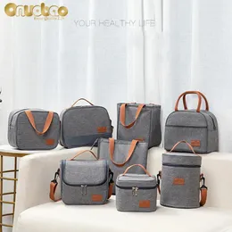 Borsa termica per il pranzo per uomo Donna Panno Oxford grigio Foglio di alluminio Isolante Spalla Borsa termica per picnic impermeabile 240313