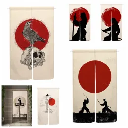 Cortinas japonesas para porta dividida, noren, sol vermelho, quadrinhos, divisória para sala de jantar, entrada de cozinha, meia cortina