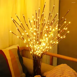 Nocne światła LED Lampka Willow Branch Bateria zasilająca Naturalny wysoki wazon wypełniacz gałązki oświetlony dekoracja ślubna