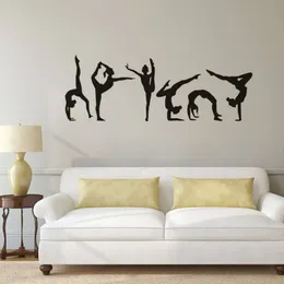 Ginástica meninas adesivo de parede esporte vinil decalque da parede ginástica silhueta cartaz casa deocoração quarto meninas mural201w