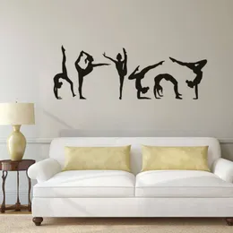 Gymnastics Girls Wall Sticker Sport Vinyl Wall Decal Gymnastics Silhouette Wall Poster Home Deocoration Girls Room Mural201w