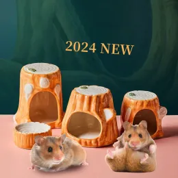 Gaiolas 2024 novos itens de cerâmica para animais de estimação gaiola de hamster casa pequena tigela para coelho furão rato chinchila ouriço produtos para animais de estimação