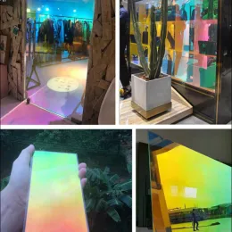 Folien 2/3/4 Meter Regenbogen-Fensterfolie, dekorative Einweg-Spiegelfolie, selbstklebende Folie, Blendung, Wärmekontrolle, reflektierende Solar-Fenstertönung