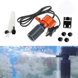 3 I 1 Silent Aquarium Filter Submersible Syre Internt Pump Svampvatten med regnspray för fisktankluft Ökning 3 5W Ny PR2577
