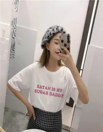 Summer Fashion Tops Tee Satan Is My Sugar Daddy Tumblr Girls Shirt Aesthetic Clothing Baby Kawaii casual Harajuku TShirt8422451