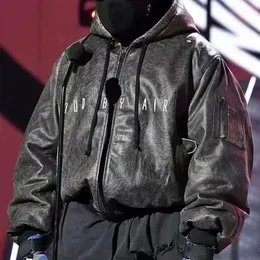 NIGO Solid Black Zipper Hooded Jacket Coat Loose Men and Women Fashion Reversible Hooded Leather Jacket #nigo6258 240309