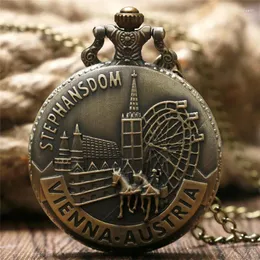 Pocket Watches Steampunk Bronze Wien Österrike Fullständigt fall unisex kvartsapp