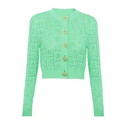 Vinatge 2024 Nero/Bianco/Verde Maglia a maniche lunghe O collo Bottoni Giacca da donna Designer Cardigan di fascia alta 3135