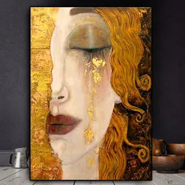 クラシックアーティストGustav Klimt Tear Abstract 5Dダイヤモンドペインティングポートレートハンドメイドモザイクウォール壁画ポスターホームデコレーション201112305o