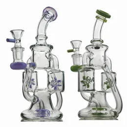 Bong Double Recycler Heady Glass with Glass Blow Propeller Percolater 14mm Female Joint XL167