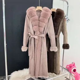 هينينينج معطف الشتاء Wuhuang Rabbit Fur Women's Long Fox Fox Hair Door Flap Mom's Clothing 6529