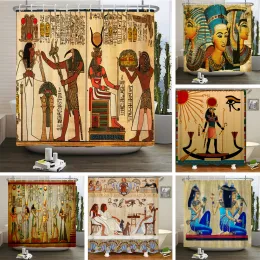 Curtains African Culture Shower Curtain Decor For Bathroom Polyester Waterproof Fabric Shower Curtains Egypt Pharaoh Bath Screen