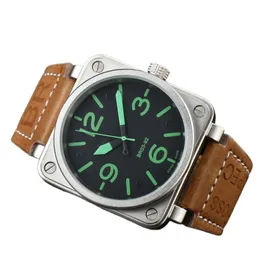 Роскошные механические часы, коричневый кожаный корпус из нержавеющей стали, мужские дизайнерские часы, высококачественный черный резиновый ремешок, водонепроницаемые часы AAA с сапфировым стеклом sb072 c4