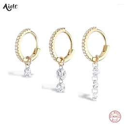 Dangle Earrings Aide 925 Sterling Silver Shimmering One Two Three White Zircon Charms For Women Delicate Crystal Pave Circle